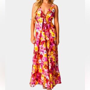 Zena Plunging Neck Maxi Dress. NWT